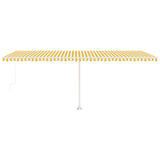 Manual Retractable Awning with LED 600x350 cm Yellow and White 3069683