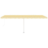 ZNTS Freestanding Manual Retractable Awning 600x350 cm Yellow/White 3069678