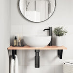 Basin Shelf Wall Mounted Steel and Solid Wood Oak 3302567