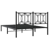Metal Bed Frame without Mattress with Headboard Black 140x190cm 376128
