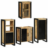Bathroom Furniture Set with Shelf 4 pcs Brown Solid Mango Wood 3305700