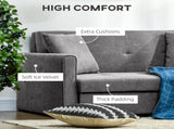 2 Seater Sofa Bed, Convertible Bed Settee, Modern Velvet Loveseat Sofa Couch with 2 Cushions, Hidden T3398P377938