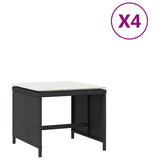 Garden Stools with Cushions 4 pcs Black 41x41x36 cm Poly Rattan 365041