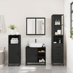 ZNTS 3 Piece Bathroom Furniture Set Black Engineered Wood 3301145