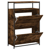 Shoe Cabinet Smoked Oak 75x34x112 Engineered Wood 840036