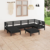 ZNTS 7 Piece Garden Lounge Set Solid Wood Pine Black 3082963