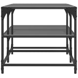 Coffee Table with Black Glass Top 98.5x50x45 cm Steel 846013