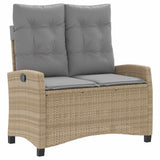 Reclining Garden Bench with Cushions Beige Poly Rattan 368230