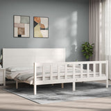 Bed Frame without Mattress White 200x200 cm Solid Wood Pine 3192772