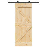 Sliding Door NARVIK 80 x 210 cm Natural and Black 3445218