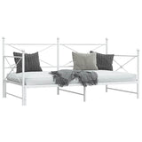 Daybed with Trundle without Mattress White 107x203 cm Steel 4104692