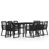9 Piece Garden Dining Set Black 3099154