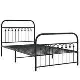 Metal Bed Frame without Mattress with Footboard Black 100x190cm 376612