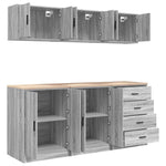 ZNTS Garage Cabinets 6 pcs Grey Sonoma Engineered Wood 3328346