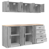 ZNTS Garage Cabinets 6 pcs Grey Sonoma Engineered Wood 3328346