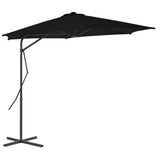 Garden Parasol Black Polyester, Powder-Coated Steel Large 312520