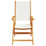 Reclining Garden Chairs 6 pcs Cream White Fabric and Solid Wood 3214539