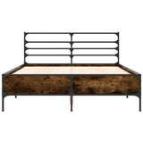 Bed Frame Smoked Oak Engineered wood, metal Double Bed Frame 3280044