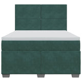 Box Spring Bed with Mattress Dark Green 140x190 cm Velvet 3290903