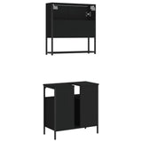 2 Piece Bathroom Furniture Set Black Engineered Wood 3214655