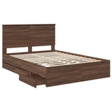 Bed Frame with Drawer Brown Oak 135 x 190 cm Engineer Wood 3411130