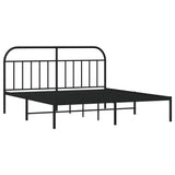 Metal Bed Frame without Mattress with Headboard Black 160x200cm 353638
