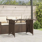 Garden Table with Glass Top Brown 110x68x70 cm Poly Rattan 366351