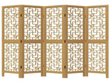 Room Divider 5 Panels Brown Solid Wood Paulownia 358869