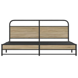 Metal Bed Frame without Mattress Smoked Oak 183x213 cm 3318681