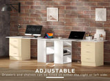 Computer Desk, Writing Table, PC Workstation with 3 Storage Shelves and Drawers, Silver Handle, for T3398P423542
