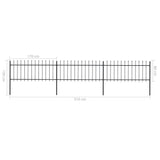 ZNTS Garden Fence with Spear Top Steel 5.1x0.8 m Black 277604