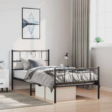 Metal Bed Frame without Mattress with Footboard Black 100x200cm 355476