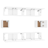 6 Piece TV Cabinet Set White Engineered Wood 3114358