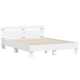 Bed Frame with LED White 152 x 203 cm Engineered Wood 3402852