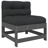 6 Piece Garden Lounge Set with Cushions Grey Solid Wood 3185908