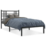 ZNTS Metal Bed Frame without Mattress with Headboard Black 107x203cm 376320