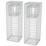 142542 Gabion Basket Posts/Planters 2 pcs Steel 50x50x160 cm