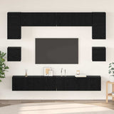 TV Cabinet Set 8 pcs Black Oak Engineered Wood 3393322