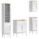 Bathroom Furniture Set FLORO 4 pcs White Solid Pine Wood 3385886