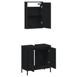 ZNTS 2 Piece Bathroom Furniture Set Black Engineered Wood 3214780