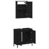ZNTS 2 Piece Bathroom Furniture Set Black Engineered Wood 3214780
