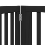 Dog Gate with Door Foldable 4 Panels Black 320 cm Poplar Wood 352257
