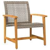 Garden Chairs 2 pcs Grey Poly Rattan and Acacia Wood 367596