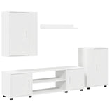 TV Cabinet Set Wall-mounted 4 pcs White Engineered wood 3397896
