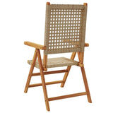 Reclining Garden Chairs 8 pcs Beige Poly Rattan and Solid Wood 3214528
