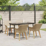 Garden Dining Set with Cushion 5 pcs Beige Poly Rattan 3261693