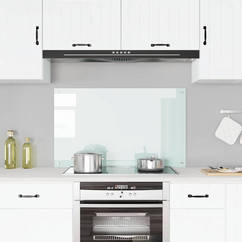 Kitchen Backsplash White 100 x 60 cm Tempered Glass 249462