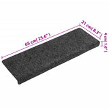Grey Carpet Stair Tread Set of 15 100% Polypropylene 65x21x4 cm 134562