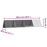 Rabbit Cage Grey 403.5x80.5x71 cm Galvanised Steel 3106450