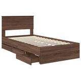 Bed Frame with Drawer Brown Oak 100 x 200 cm Engineer Wood 3410741
